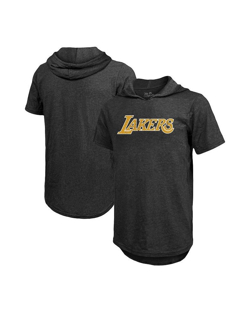 Men's Threads Heathered Black Los Angeles Lakers Wordmark Tri-Blend Hoodie T-shirt $19.74 T-Shirts