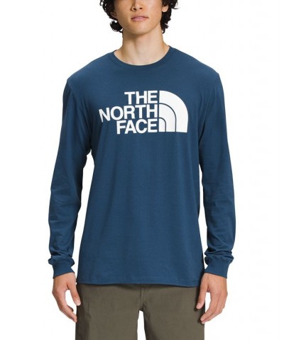 Men's Half Dome Standard-Fit Logo Graphic Long-Sleeve T-Shirt Blue $20.50 T-Shirts