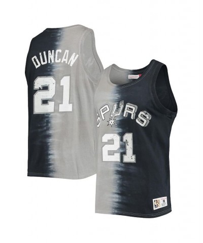 Men's Tim Duncan Black and Gray San Antonio Spurs Hardwood Classics Tie-Dye Name and Number Tank Top $45.00 T-Shirts