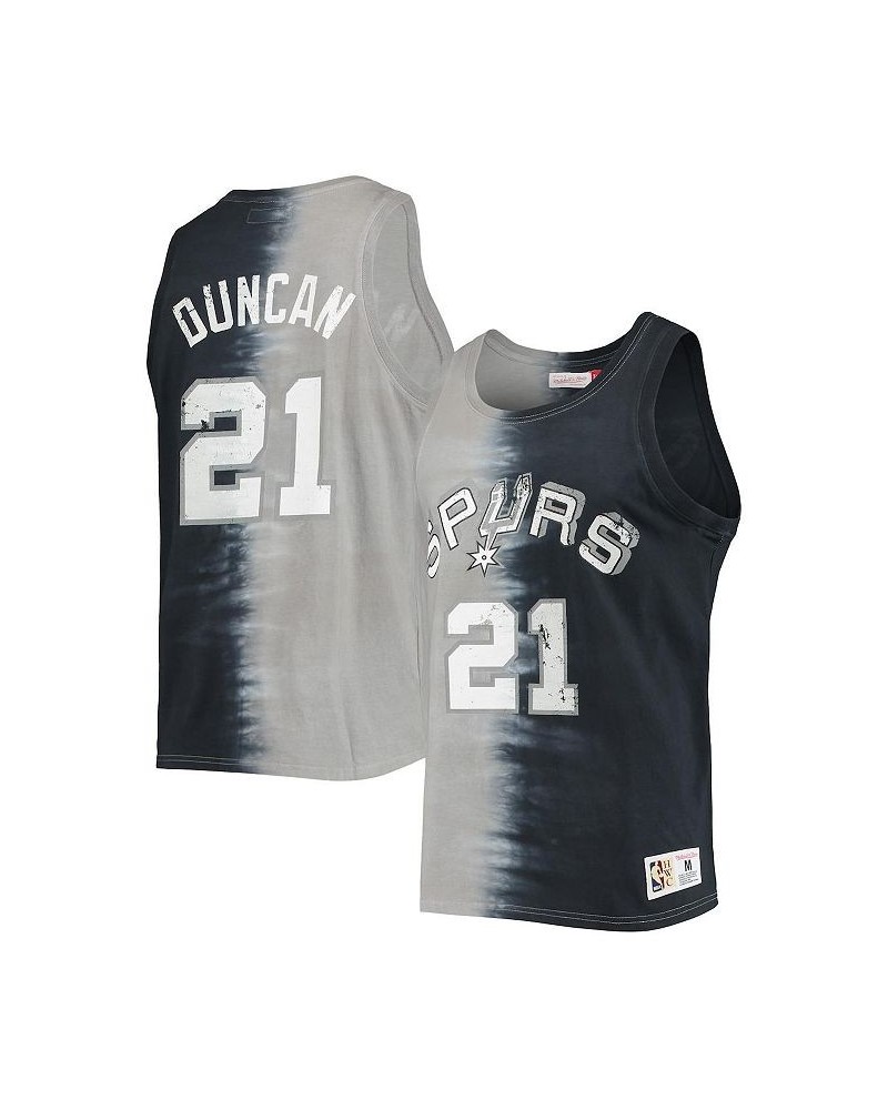 Men's Tim Duncan Black and Gray San Antonio Spurs Hardwood Classics Tie-Dye Name and Number Tank Top $45.00 T-Shirts