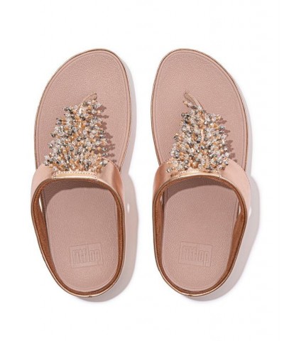 Women's Rumba Beaded Toe-Post Sandals Pink $46.80 Shoes