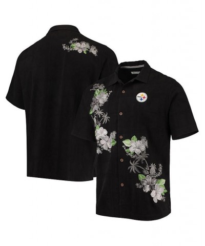 Men's Black Pittsburgh Steelers Azule Oasis Button-Up Shirt $72.20 Shirts