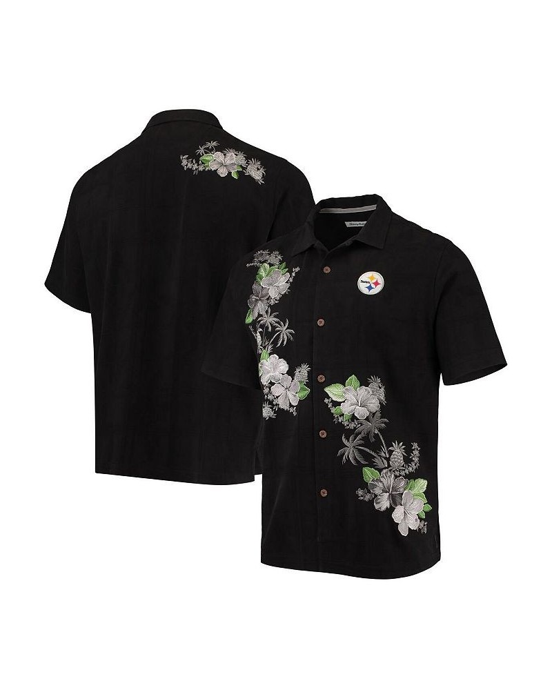 Men's Black Pittsburgh Steelers Azule Oasis Button-Up Shirt $72.20 Shirts