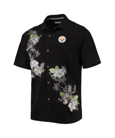 Men's Black Pittsburgh Steelers Azule Oasis Button-Up Shirt $72.20 Shirts