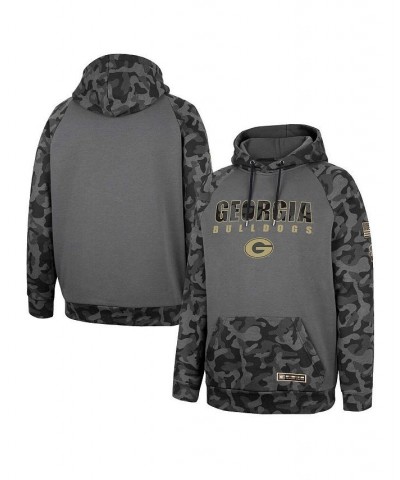 Men's Charcoal Georgia Bulldogs OHT Military-Inspired Appreciation Camo Stack Raglan Pullover Hoodie $29.90 Sweatshirt