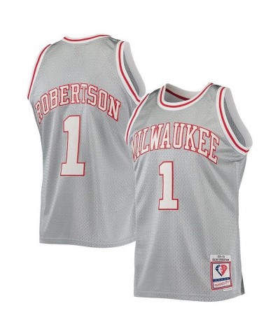 Men's Oscar Robertson Silver Milwaukee Bucks 75th Anniversary 1971-72 Hardwood Classics Swingman Jersey $85.10 Jersey