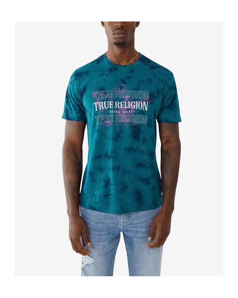 Men's Short Sleeves Buddha Tie Dye T-shirt Blue $26.21 T-Shirts