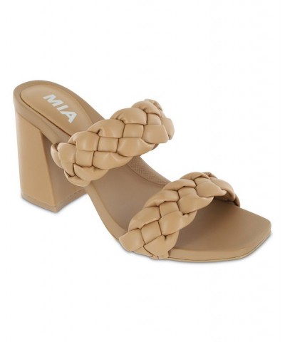 Women's Tesi Square Toe Sandal Brown $49.49 Shoes