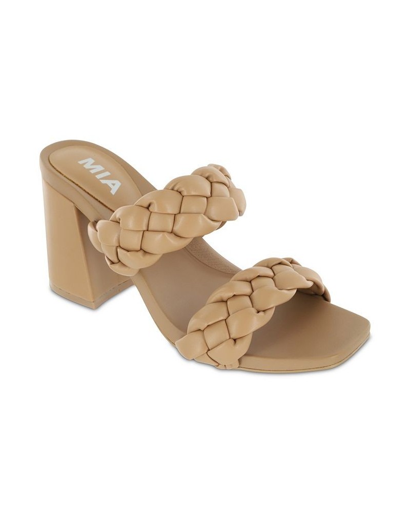 Women's Tesi Square Toe Sandal Brown $49.49 Shoes