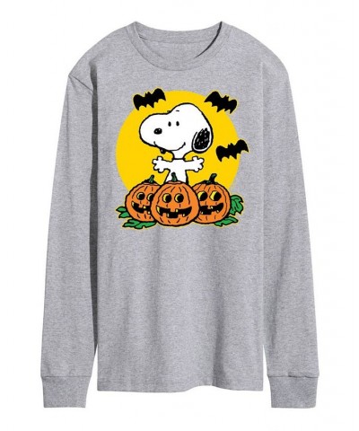 Men's Peanuts Snoopy with Pumpkins T-shirt Gray $23.21 T-Shirts