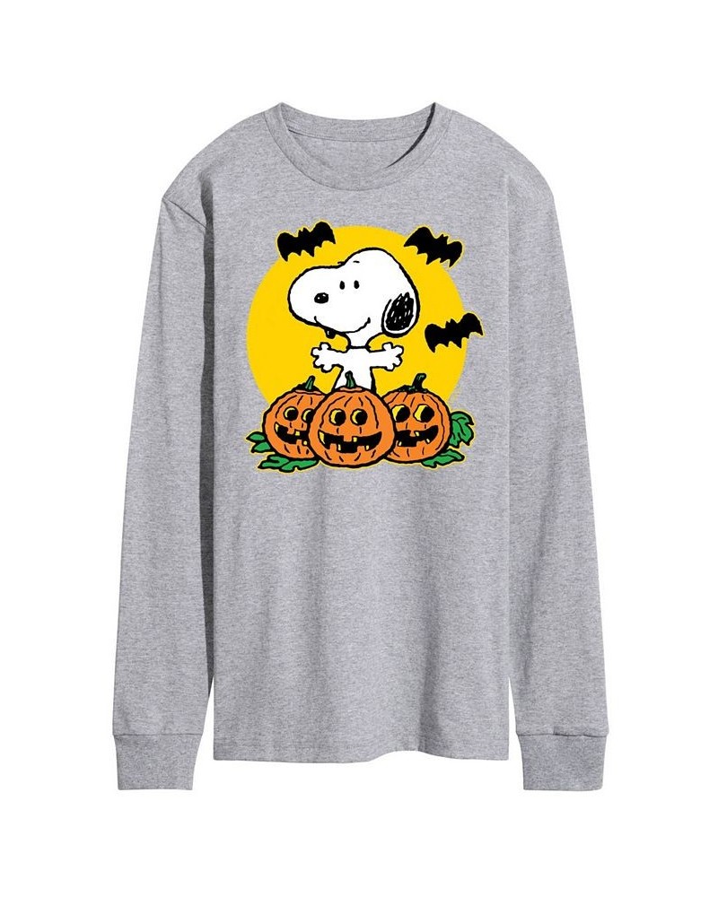 Men's Peanuts Snoopy with Pumpkins T-shirt Gray $23.21 T-Shirts