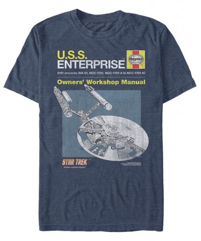 Star Trek Men's The Original Series U.S.S. Enterprise Workshop Manual Short Sleeve T-Shirt Blue $15.75 T-Shirts