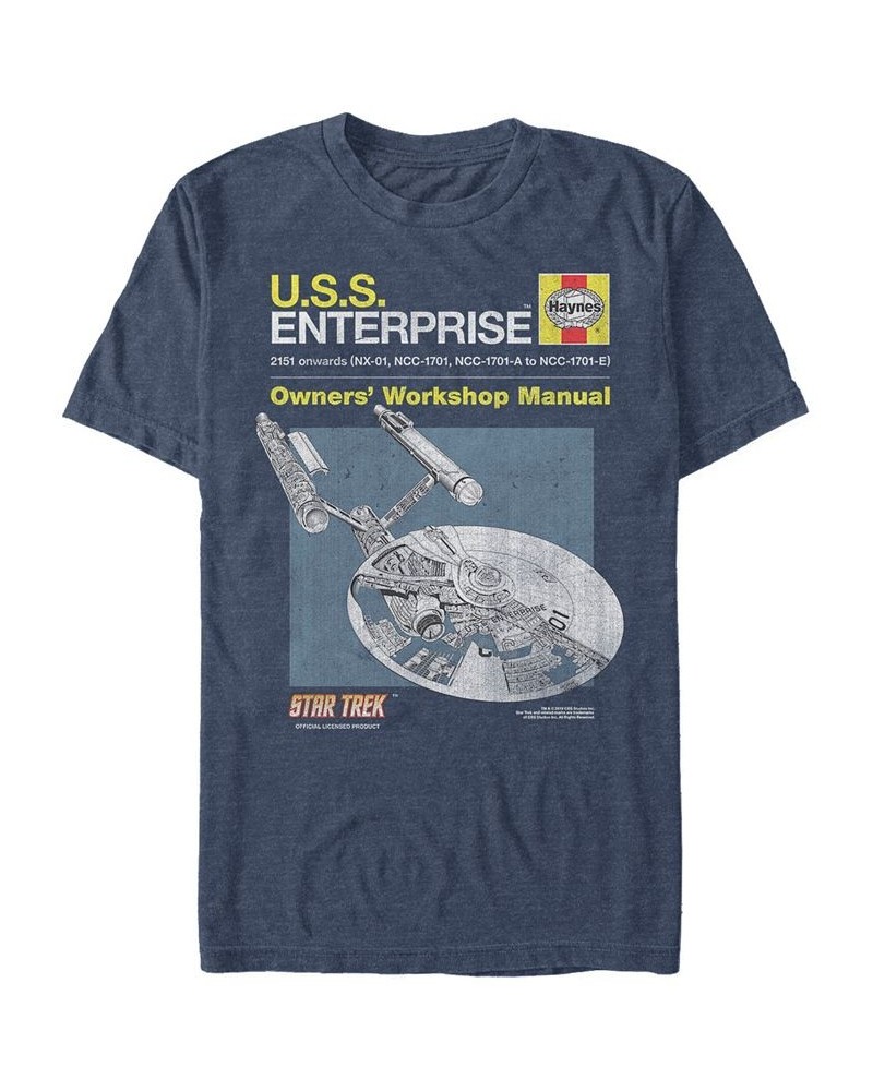 Star Trek Men's The Original Series U.S.S. Enterprise Workshop Manual Short Sleeve T-Shirt Blue $15.75 T-Shirts