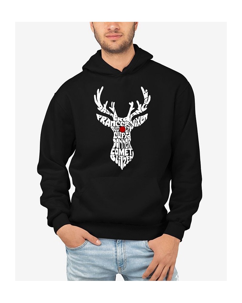 Men's Santa's Reindeer Word Art Hooded Sweatshirt Black $28.20 Sweatshirt