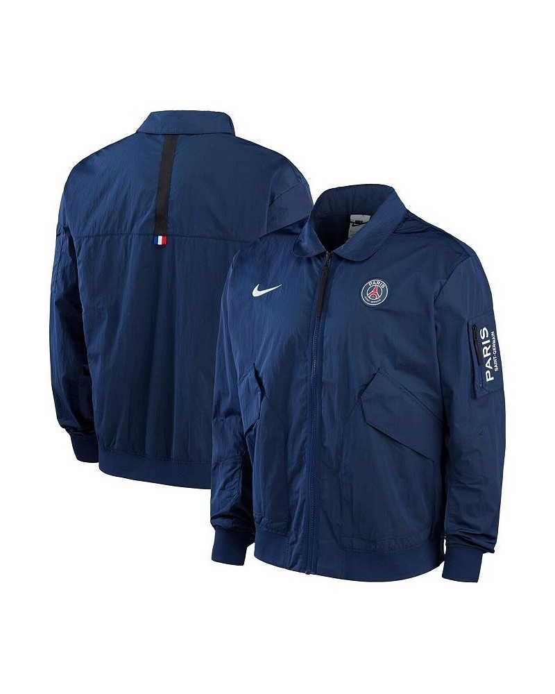 Men's Navy Paris Saint-Germain Full-Zip Bomber Jacket $70.50 Jackets