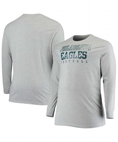 Men's Big and Tall Heathered Gray Philadelphia Eagles Practice Long Sleeve T-shirt $16.00 T-Shirts