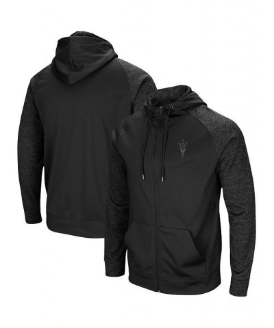 Men's Black Arizona State Sun Devils Blackout 3.0 Tonal Raglan Full-Zip Hoodie $29.57 Sweatshirt