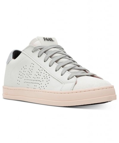 Women's John Lace-Up Low-Top Embellished Sneakers White $95.48 Shoes