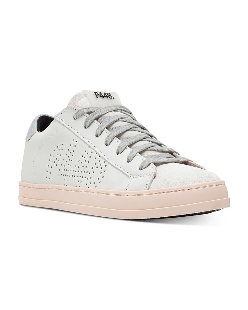 Women's John Lace-Up Low-Top Embellished Sneakers White $95.48 Shoes