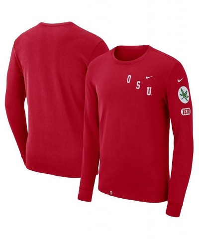 Men's Scarlet Ohio State Buckeyes Repeat Logo 2-Hit Long Sleeve T-shirt $23.84 T-Shirts