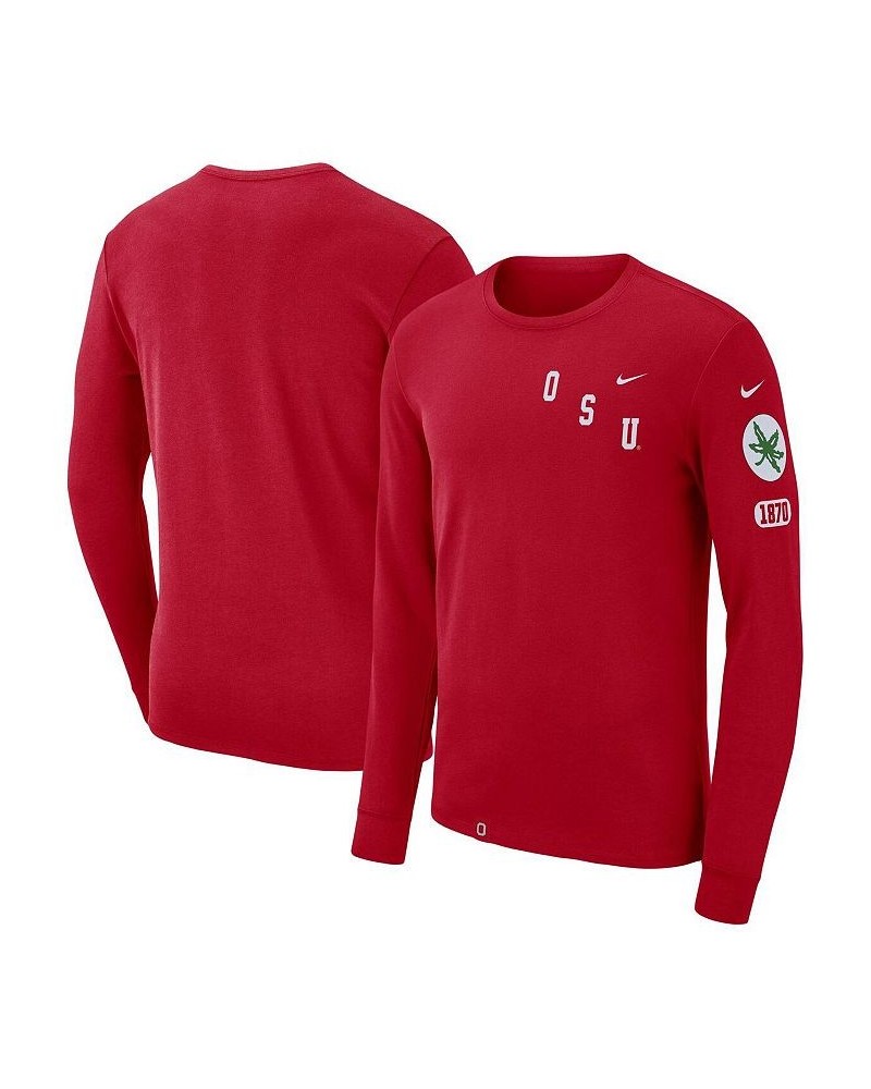 Men's Scarlet Ohio State Buckeyes Repeat Logo 2-Hit Long Sleeve T-shirt $23.84 T-Shirts