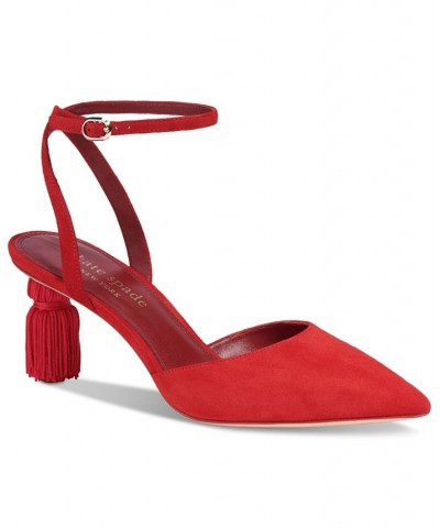 Women's Voila Pointed-Toe Ankle Strap Pumps Red $92.16 Shoes