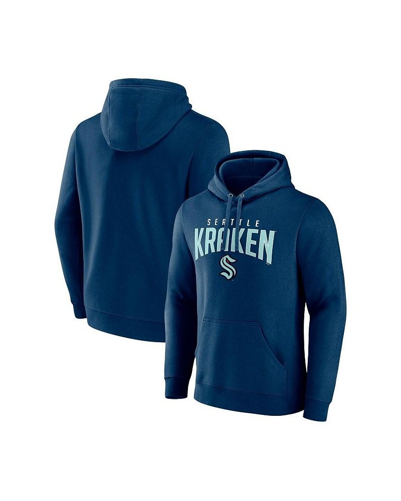 Men's Branded Navy Seattle Kraken Special Edition 2.0 Wordmark Pullover Hoodie $27.90 Sweatshirt