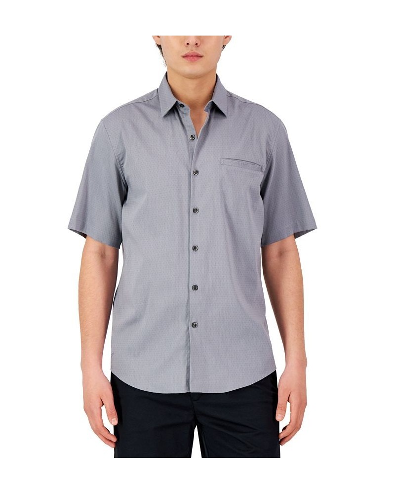 Men's Short-Sleeve Modern Stretch Dobby Shirt Gray $12.30 Shirts