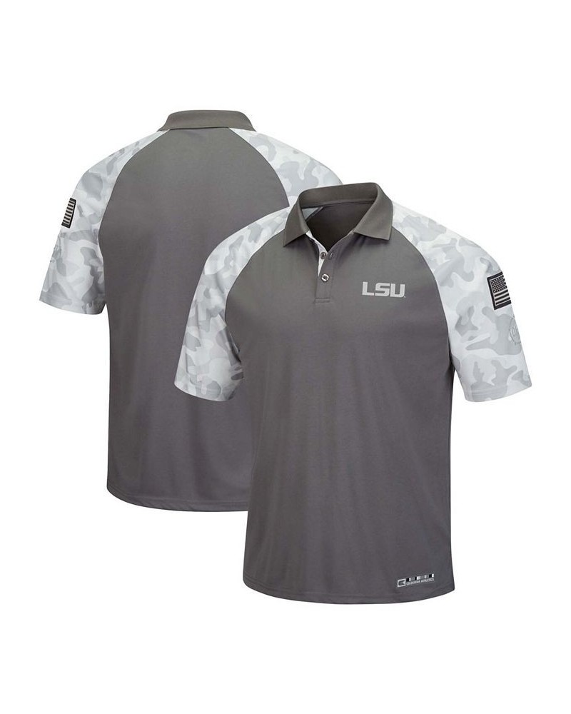 Men's Gray, Camo LSU Tigers OHT Military-Inspired Appreciation Raglan Zoomie Polo Shirt $32.39 Polo Shirts