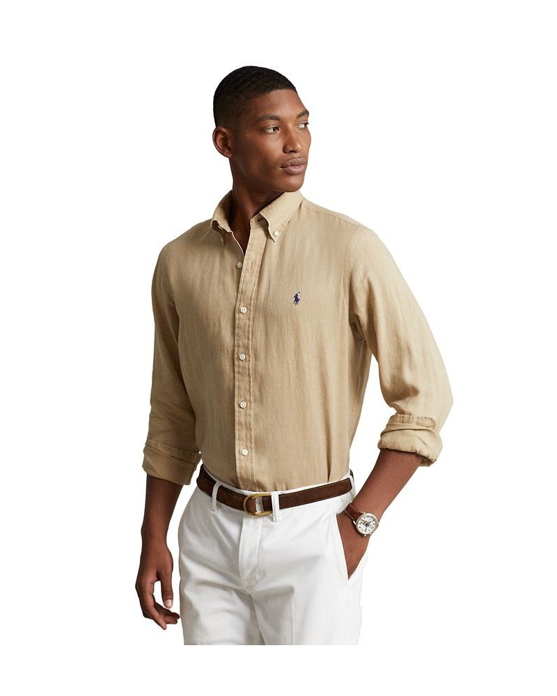 Men's Classic-Fit Linen Shirt Tan/Beige $56.24 Shirts