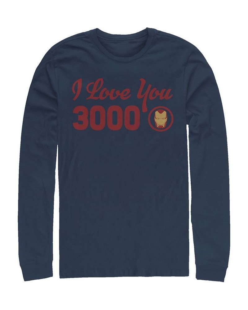 Marvel Men's Avengers Endgame Iron Man I Love You 3000 Text, Long Sleeve T-shirt Blue $23.19 T-Shirts