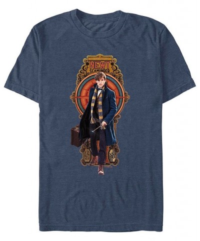 Men's Fantastic Beasts and Where to Find Them Newt Deco Short Sleeve T-shirt Blue $19.94 T-Shirts