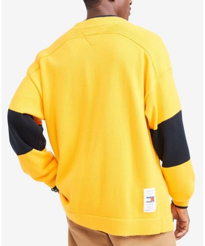 Men's Varsity-Style Monogram Crewneck Sweater Gold $33.23 Sweaters