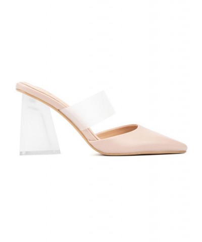 Winifred Women's Strap Mule Heels Pink $32.98 Shoes