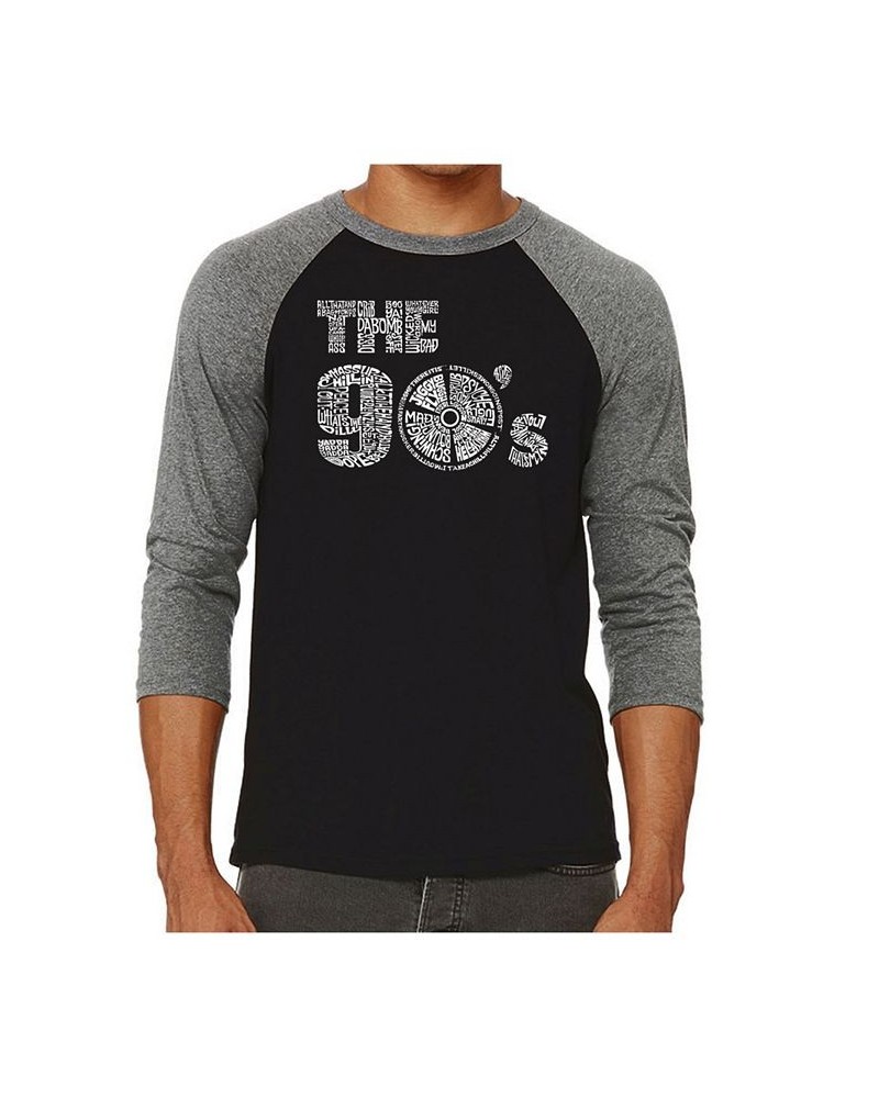 90's Men's Raglan Word Art T-shirt Gray $21.60 T-Shirts