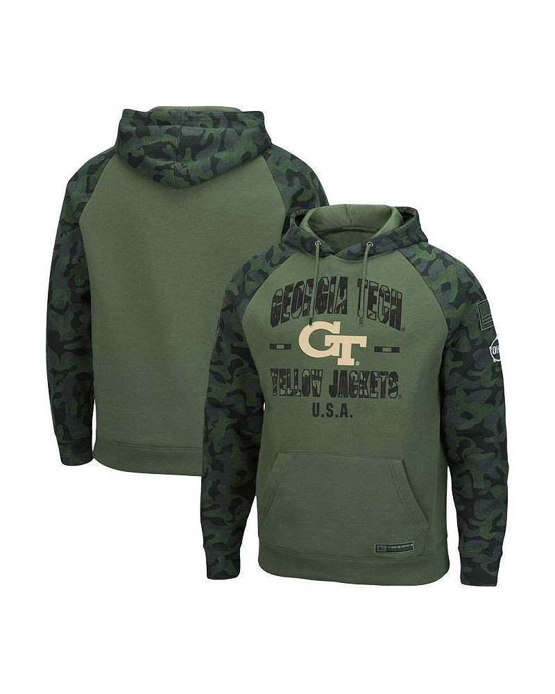 Men's Olive, Camo Georgia Tech Yellow Jackets OHT Military-Inspired Appreciation Raglan Pullover Hoodie $31.50 Sweatshirt