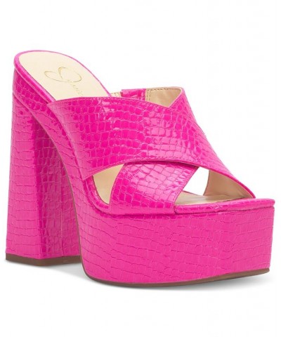 Women's Basima Crisscross Platform Sandals Pink $53.41 Shoes