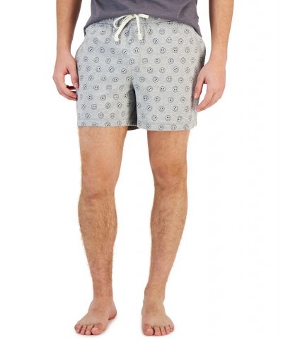 Men's Smiley-Print 5" Pajama Shorts Gray $19.20 Pajama