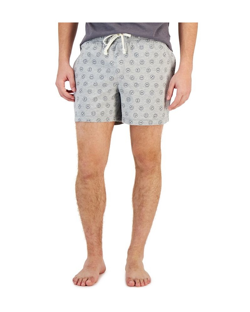 Men's Smiley-Print 5" Pajama Shorts Gray $19.20 Pajama