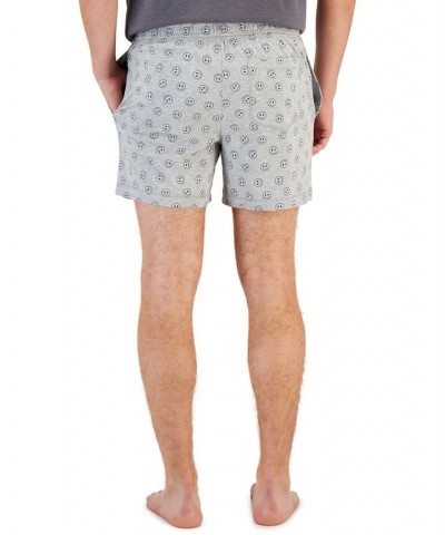 Men's Smiley-Print 5" Pajama Shorts Gray $19.20 Pajama