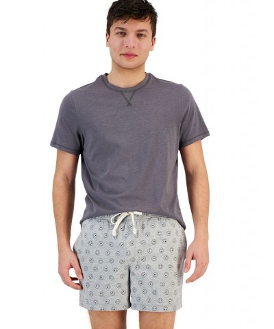 Men's Smiley-Print 5" Pajama Shorts Gray $19.20 Pajama