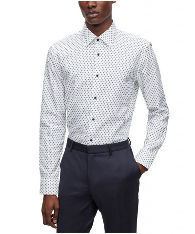 Men's Printed Oxford Cotton Slim-Fit Dress Shirt White $85.44 Dress Shirts