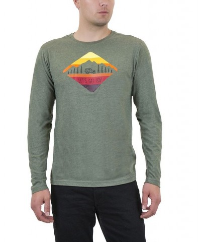 Men's Lets Get Lost Long Sleeve Graphic T-shirt Green $21.15 T-Shirts