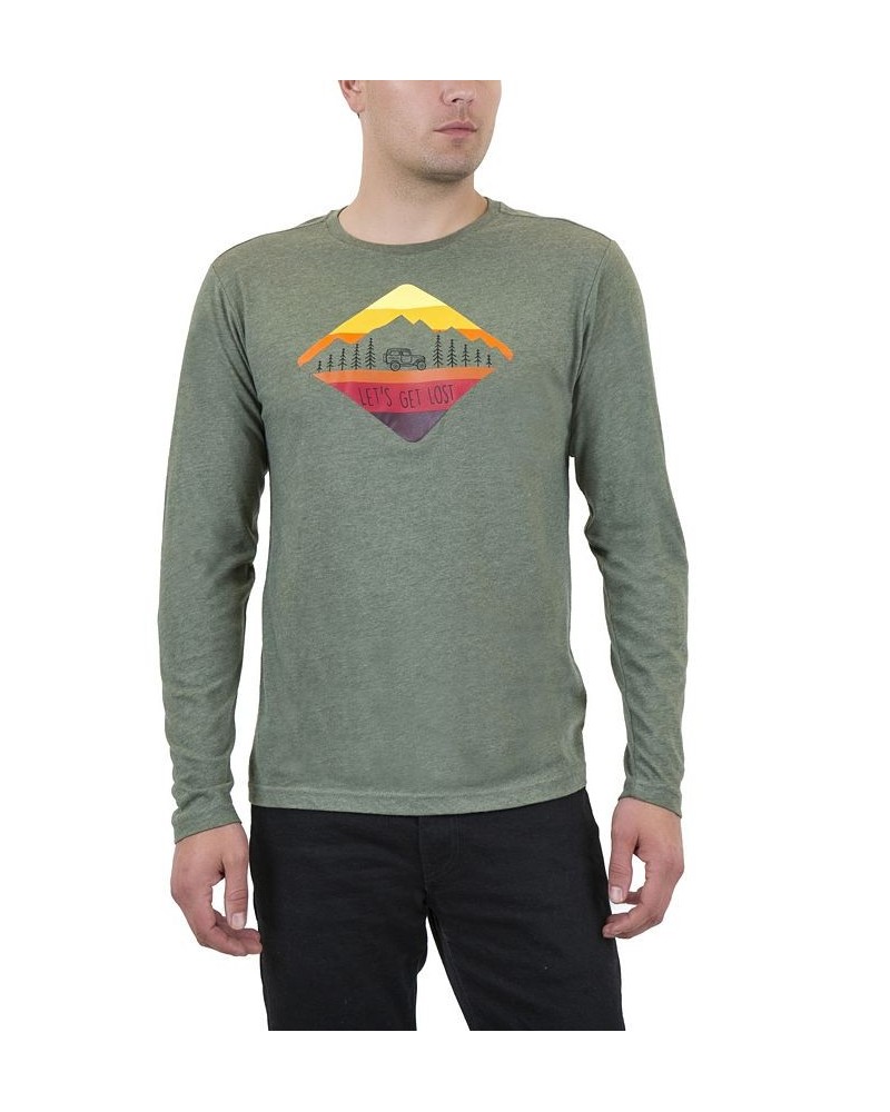 Men's Lets Get Lost Long Sleeve Graphic T-shirt Green $21.15 T-Shirts