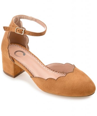 Women's Edna Ankle Strap Heels Brown $50.99 Shoes