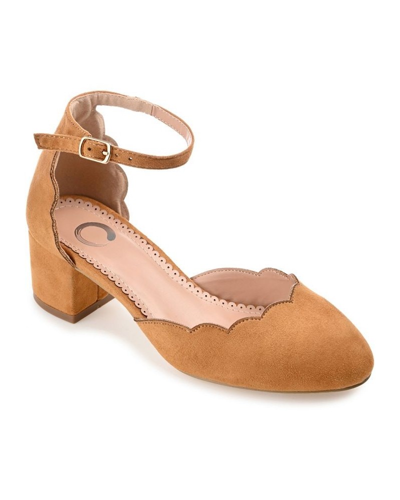 Women's Edna Ankle Strap Heels Brown $50.99 Shoes