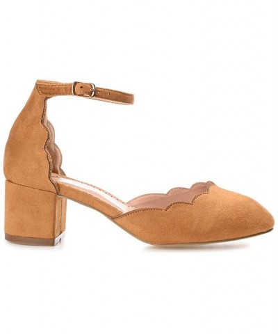 Women's Edna Ankle Strap Heels Brown $50.99 Shoes