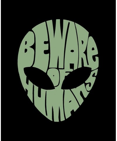 Men's Beware of Humans Word Art Short Sleeve T-shirt Gray $18.19 T-Shirts