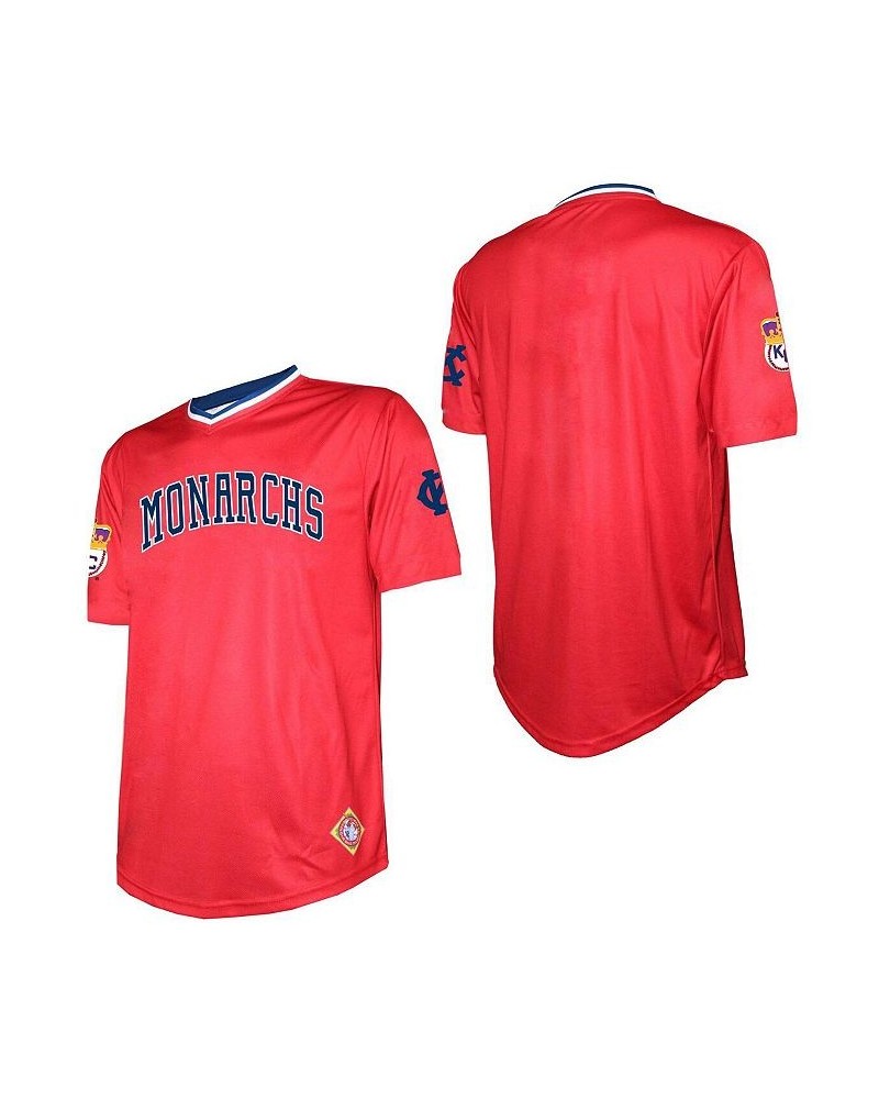 Men's Red Kansas City Monarchs Sublimated V-Neck Jersey $28.59 Jersey