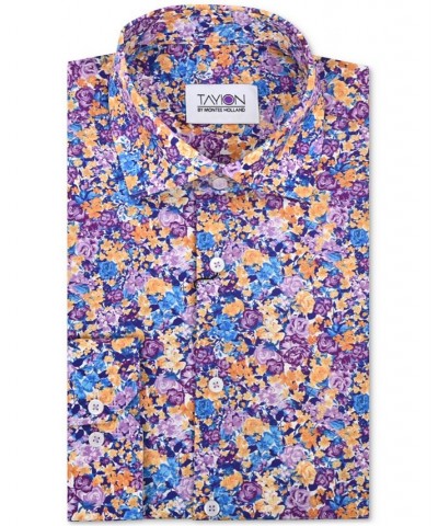 Men's Slim-Fit Stretch Floral-Print Dress Shirt White $17.39 Dress Shirts